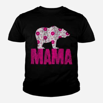 Mothers Day Tshirt Floral Pink Bear Tee Gift Mom Mama Shirt Youth T-shirt | Crazezy