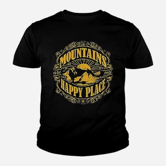 Mountains Are My Happy Place Cool Vintage Hiking Camping Youth T-shirt | Crazezy DE