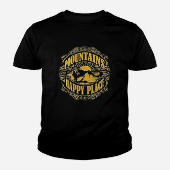 Mountains Are My Happy Place Cool Vintage Hiking Camping Youth T-shirt | Crazezy CA