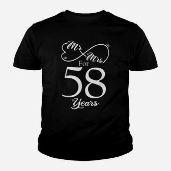 Mr & Mrs For 58 Years 58Th Wedding Anniversary Matching Youth T-shirt | Crazezy