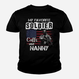 My Favorite Soldier Calls Me Nanny Army Veteran Tee Youth T-shirt | Crazezy