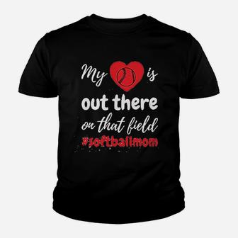 My Heart Is Out There Softball Mom Ladies Zen Youth T-shirt | Crazezy