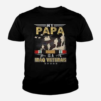 My Papa Is A Iraq Veteran Shirt Proud Us Veteran Fathers Day Youth T-shirt | Crazezy AU