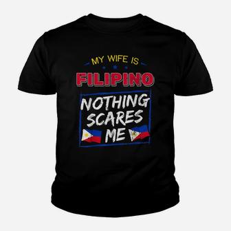 My Wife Is Filipino Republic Of The Philippines Roots Flag Youth T-shirt | Crazezy DE