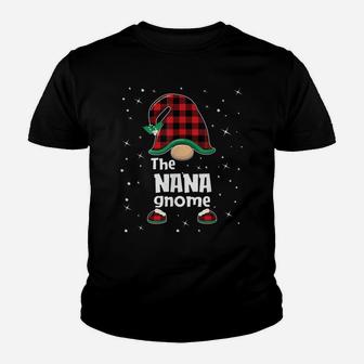 Nana Gnome Buffalo Plaid Matching Christmas Gift Pajama Youth T-shirt | Crazezy