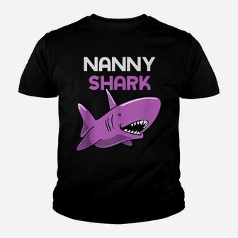 Nanny Shark Funny Family Gift Christmas Youth T-shirt | Crazezy
