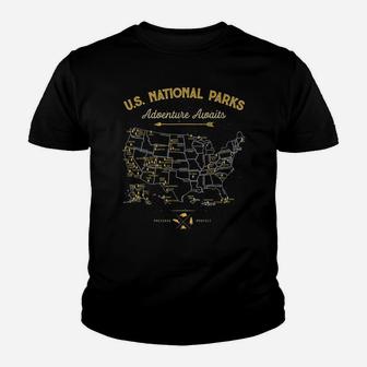 National Parks T Shirt Map Camping Tshirt Women Men Hiking Youth T-shirt | Crazezy