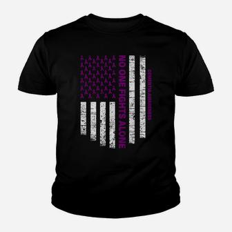 No One Fights Alone Usa Flag Dementia Awareness Sweatshirt Youth T-shirt | Crazezy AU