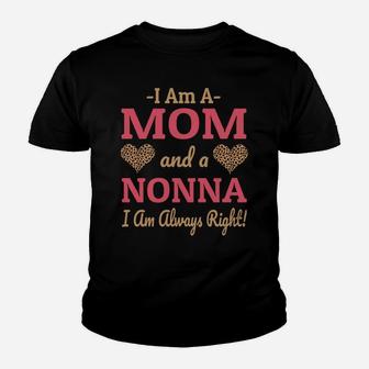 Nonna Mom Leopard Print Hearts Cute Funny Saying Gift Sweatshirt Youth T-shirt | Crazezy