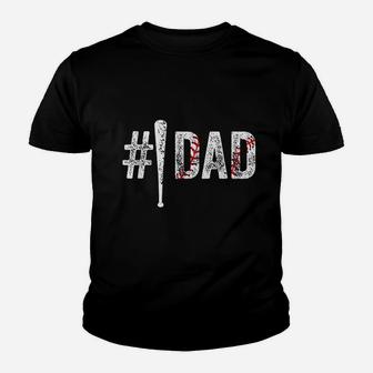 Number 1 Dad Number One Daddy Gift From Son Baseball Lover Youth T-shirt | Crazezy CA