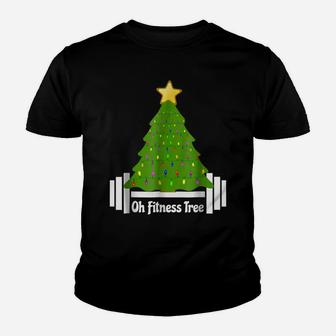 Oh Fitness Christmas Tree Tshirt Exercise Working Out Gym Youth T-shirt | Crazezy