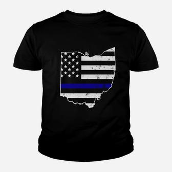 Ohio Thin Blue Line Police Flag Hoodie Sweatshirt Youth T-shirt | Crazezy