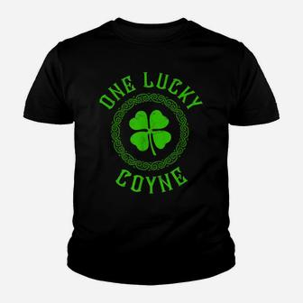 One Lucky Coyne Irish Last Name Distressed Clover T-Shirt Youth T-shirt | Crazezy CA