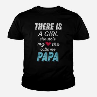 Papa Gifts Shirts From Granddaughter, She Stole My Heart Tee Youth T-shirt | Crazezy