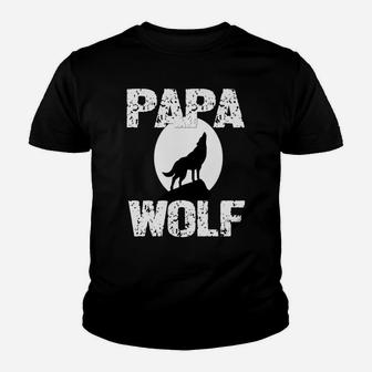 Papa Wolf Shirt Matching Family Tribe Wolves Moon Father Dad Sweatshirt Youth T-shirt | Crazezy CA