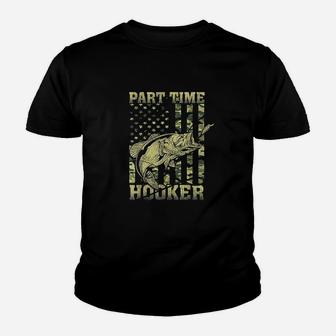 Part Time Hooker Funny Fishing Camouflage Flag Youth T-shirt | Crazezy