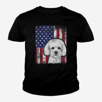 Patriotic Bichon Frise American Flag Dog Lover Youth T-shirt | Crazezy