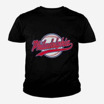 Philadelphia Philly Vintage Baseball Throwback Retro Design Youth T-shirt | Crazezy