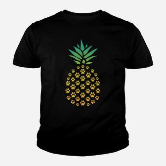 Pineapple Cat Paw Print Shirt - Funny Hawaiian Tropical Gift Youth T-shirt | Crazezy DE