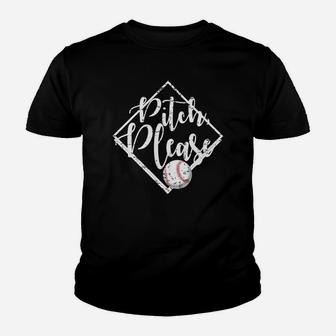 Pitch Please Baseball White Perfect Funny Gif Youth T-shirt | Crazezy