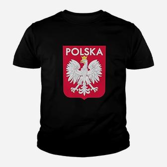 Poland Soccer National Team Football Retro Crest Graphic Youth T-shirt | Crazezy