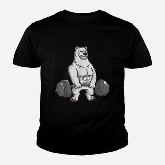 Polar Bear Powerlifting Weightlifting Gym And Animal Lovers Youth T-shirt | Crazezy DE