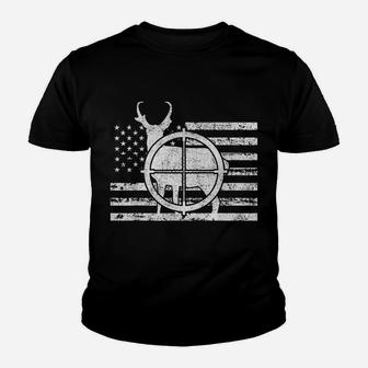 Pronghorn Hunter American Flag Patriotic Hunting Youth T-shirt | Crazezy