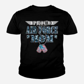 Proud Air Force Mom - Us Flag Dog Tags Wings Military Mother Sweatshirt Youth T-shirt | Crazezy