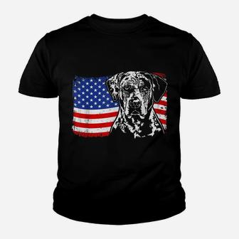 Proud Catahoula Leopard Dog American Flag Patriotic Dog Gift Youth T-shirt | Crazezy