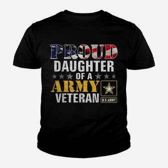 Proud Daughter Of A Army Veteran American Flag Military Gift Youth T-shirt | Crazezy