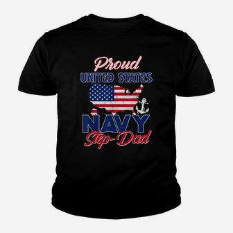Proud Navy Step-Dad Us Flag Family S Army Military Youth T-shirt | Crazezy
