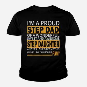 Proud Step Dad Father Day Gift For Stepdad From Stepdaughter Youth T-shirt | Crazezy