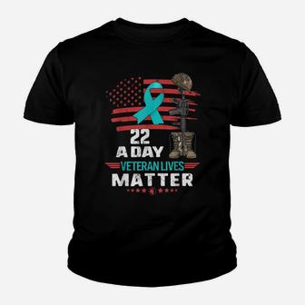 Ptsd Awareness 22 A Day Veteran Lives Matter American Flag Youth T-shirt | Crazezy