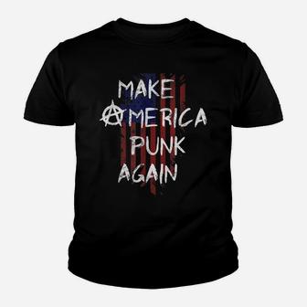 Punk Rocker 80S Design With Make America Punk Again Flag Youth T-shirt | Crazezy UK