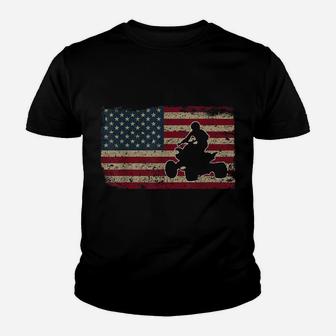 Quad Biker America Flag Gift I Atv Four Wheeler Quad Bike Youth T-shirt | Crazezy AU