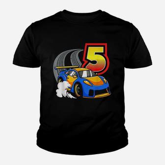 Race Car 5th Birthday 5 Year Old Toddler Boy Racing Youth T-shirt | Crazezy UK