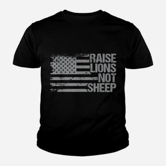Raise Lions Not Sheep - Patriotic Lion- American Patriot Youth T-shirt | Crazezy AU