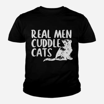 Real Men Cuddle Cats Tees - Funny Cat People Shirt For Men Youth T-shirt | Crazezy CA