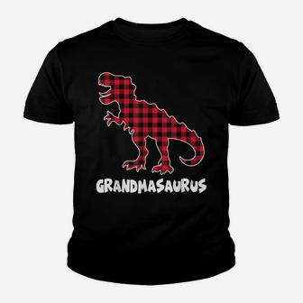 Red Plaid Matching Family Christmas Grandma Saurus Youth T-shirt | Crazezy