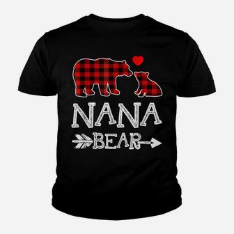 Red Plaid Nana Bear Christmas Pajama Matching Family Gift Youth T-shirt | Crazezy
