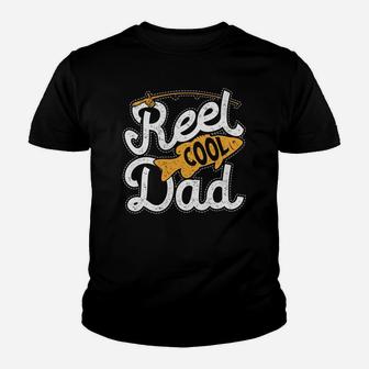 Reel Cool Dad Dads Daddy Men Funny Fishing Gift Youth T-shirt | Crazezy