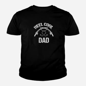 Reel Cool Dad Fishing Daddy Gift Rod Pole Bass Fish Youth T-shirt | Crazezy