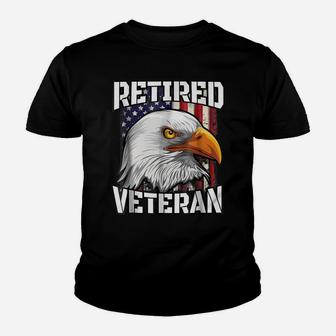 Retired Veteran Tshirt Patriotic Us Flag Bald Eagle Shirt Youth T-shirt | Crazezy