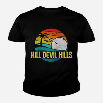Retro Kill Devil Hills Beach Sun & Surf Eighties Graphic Raglan Baseball Tee Youth T-shirt | Crazezy CA