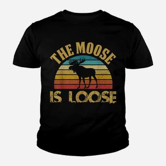 Retro Vintage Moose Is Loose Funny Moose Lover Gift Youth T-shirt | Crazezy DE