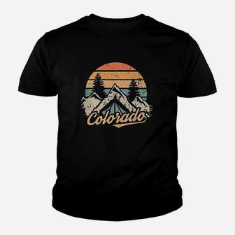 Retro Vintage Mountains Nature Hiking Youth T-shirt | Crazezy