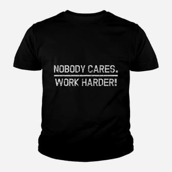Retro Vintage Nobody Cares Motivational Fitness Workout Gym Youth T-shirt | Crazezy CA