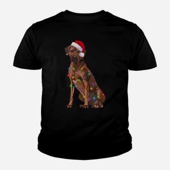 Rhodesian Ridgeback Christmas Lights Xmas Dog Lover Sweatshirt Youth T-shirt | Crazezy CA