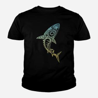 Rising Shark Hawaiian Tribal Polynesian Maori Gift Youth T-shirt | Crazezy