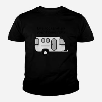 Rv Life Camper Camping Gift Caravan Design Funny Youth T-shirt | Crazezy